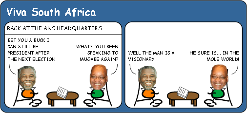 Thabo Mbeki Listens To Robert Mugabe cartoon